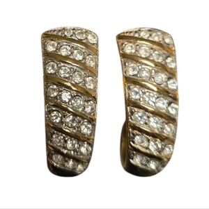 vintage J-hoop goldtone pierced with rhinestones